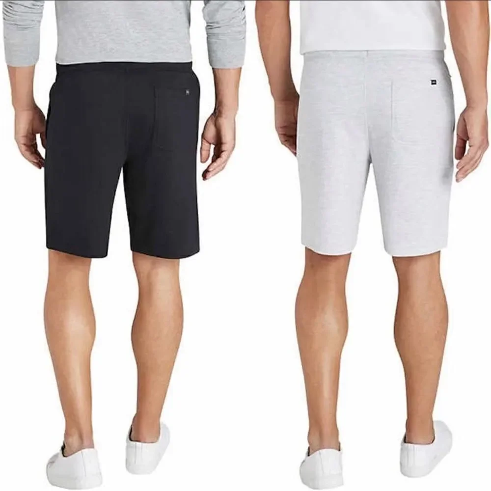 Eddie Bauer Men's 2-Pack Lounge Knit Zipper Pockets Shorts XL Black Gray #15